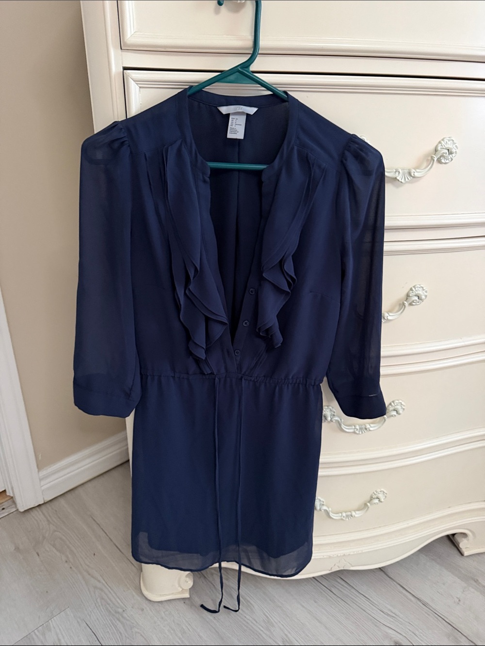 H&M Navy Ruffle-Front Mini Dress